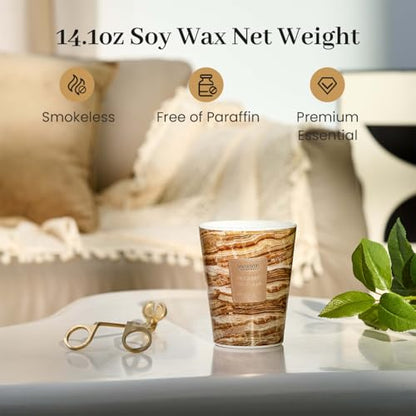 M&SENSE Espresso Hot Fudge Scented Soy Candle, 3 Wick Highly Scented 14.1 Oz 75H, Aromatherapy Christmas Gift for Women and Men - color: EspressoHotFudge, size: Medium
