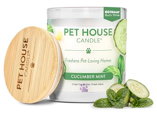 Pet House Cucumber Candles, Long Lasting Scented Candles for Pet Odors, 60 Hour Burn Time - Cucumber Mint, 9 oz - color: Cucumber Mint, size: Pack of 1