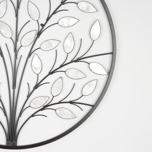 ALICE HOUSE Metal Wall Art with Shell Leaves, 26" Tree Wall Sculpture, Wall Decor for Living Room, Dining Room, Bedroom, Entryway AL4101