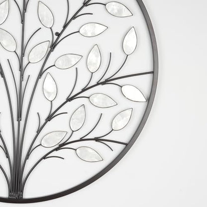 ALICE HOUSE Metal Wall Art with Shell Leaves, 26" Tree Wall Sculpture, Wall Decor for Living Room, Dining Room, Bedroom, Entryway AL4101