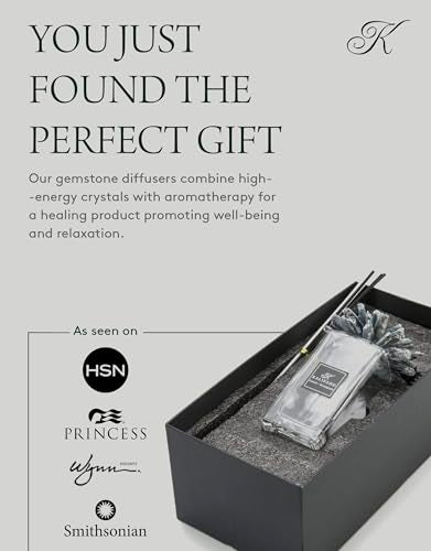 KALIFANO Luxury Glass and Kyanite Crystal Diffuser with Decorative Selenite Reeds - Premium Fragrance/Aroma Diffuser Bottle with Healing Effects (Essential Oils Not Included) - color: Kyanite