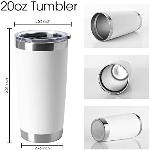 HASLE OUTFITTERS 20oz Tumblers Stainless Steel Mugs with Lid Double Wall Vacuum Insulated Coffee Cups for Cold & Hot Drinks (20oz-White, 12 Pack) - color: White-A, size: 12 Count (Pack of 1)