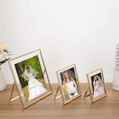 Gold 8x10 Floating Picture Frame 2 Pack,For Photo Sizes(4x6'',5x7'',6x8'') Adjustable Tabletop/Shelf Floating Frame 5x7'',Classy Gift Choice for Wedding,Christmas,Home or Office Decor - size: 8x10''(2PK)