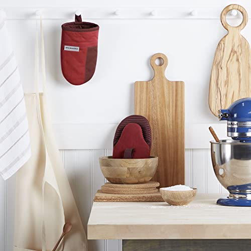 KitchenAid Beacon Two-Tone Non-Slip Mini Oven Mitt Set, Smoked Paprika, 5.5"x8", 2 Piece - color: Smoked Paprika