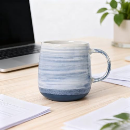 Coffee Mugs, Set of 4 Ceramic Mugs with Blue and White Gradient Stripes, 12oz Modern Cups with Comfortable Handle - Dishwasher & Microwave Safe, Design for Home, Office, Daily Use - color: Blue