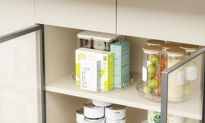 4 Pack Rotating Small Lazy Susan Turntable Organizer for Cabinet,9.5 Inch Clear Acrylic Spice Rack,Turn Table Organizers for Refrigerator,Kitchen,Pantry and Vanity Makeup,Bathroom Countertop Organizer - size: Pack of 4