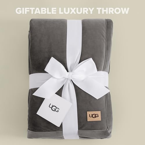 UGG Bliss Fleece Throw Blanket for Couch, 50''x70'', Charcoal Grey | Ultra Soft & Plush,Reversible,Oeko-Tek Compliant,Machine Washable,Medium Weight, Luxury Giftable Blanket, All Season Comfort - color: Grey