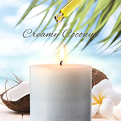 CRYSTAL CLUB White Pillar Candles, Aromatherapy Scented Candles, Set of 3 Tall 3x6 Inch Rustic Grey Candles, Clean Burning and Dripless Candle Lights, Creamy Coconut Scented for Home Décor | Aromatherapy Scented Candles, Clean Burning and Dripless Candle