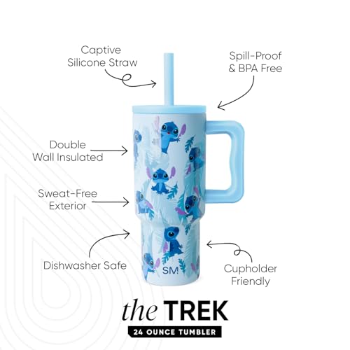 Simple Modern Disney Stitch Kids Tumbler with Straw & Handle | 24oz | Trek Kids Water Bottle, Toddler Cup | Insulated Stainless Steel, Spill-Proof Straw Lid | Tropical Stitch - color: Disney: Tropical Stitch, size: 24 Ounces