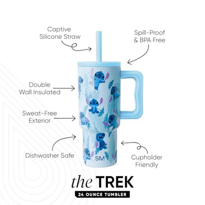 Simple Modern Disney Stitch Kids Tumbler with Straw & Handle | 24oz | Trek Kids Water Bottle, Toddler Cup | Insulated Stainless Steel, Spill-Proof Straw Lid | Tropical Stitch - color: Disney: Tropical Stitch, size: 24 Ounces