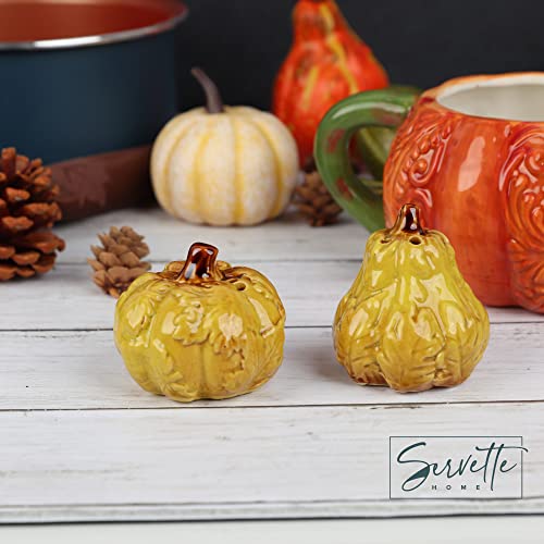 Porcelain Harvest Salt and Pepper Shakers - Green - color: Green Squash