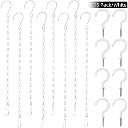 Hotop 8 Pcs Metal Hanging Chains with Ceiling Hooks, Garden Plant Hangers for Hanging Bird Feeders, Billboards, Chalkboards, Basket, Planters, Lanterns, Wind Chimes, Chain Hook DIY(12 Inch,White) - color: White, size: 12 Inch