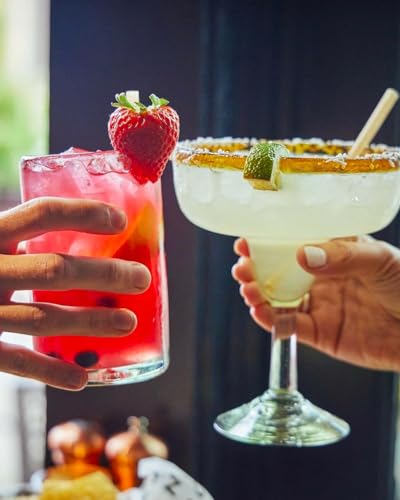 Amber Rim 14 oz Large Margarita Glasses (set of 6), Recycled Glass, Lead-free, Toxin-Free (Margarita) - style: 14 oz Margarita