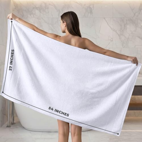 Utopia Towels 6 Pack Bath Towels, 27x54 in, 100% Cotton, White | Premium Lightweight Ring Spun Cotton Towels - Highly Absorbent, Quick-Drying, Ideal for Hotel, Spa & Home Bathroom - color: White