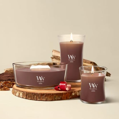 WoodWick Redwood Holiday Candle Gifts for Women and Men, 9.7 oz Medium Hourglass Candle with Crackling Wick - color: Redwood, size: 9.7oz