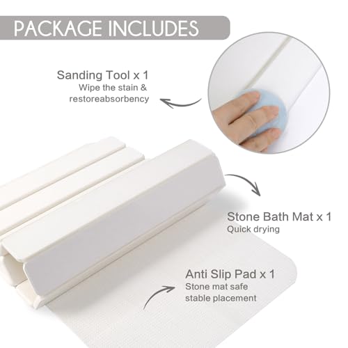 BoxedHome Foldable Stone Bath Mat,Super Absorbent Diatomaceous Earth Mat,24”x 16” Non-Slip Quick Drying,Luxury Dry Pad for Bathroom, Nature - color: Nature