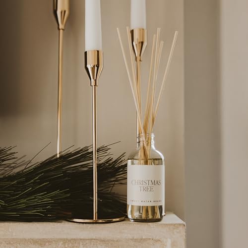 Sweet Water Decor Christmas Tree Reed Diffuser Set - Spruce, Pine Needles, Cedar, and Moss Scented Diffusers - Scent Diffusers for Home, Long Lasting Fragrance, Made in the USA - style: Christmas Tree