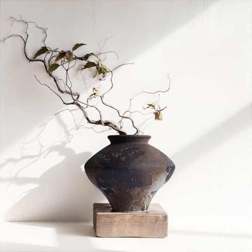 Wabi Sabi Rusty Vintage Vase, 6.3" Tall Wabi Sabi Decor Rustic Farmhouse Pottery Vase for Centerpiece, Textured Pottery Flower Vases for Home Decorative, Table, Living Room, Bedroom, Bathroom, Kitchen - color: Antique Iron Rust, size: 6.3 in