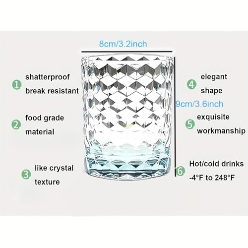 8 Oz Unbreakable Tritan Drinking Glasses Shatterproof Acrylic Glasses Drinkware BPA Free Hard Plastic Cups Reusable Kitchen Water Glasses Drinking Set of 6 (Light Blue) - color: Light Blue
