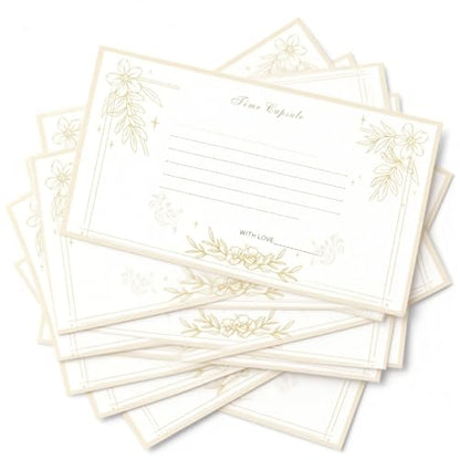 Stainless Steel Time Capsule Kit Engraved Keepsake Box with 50pcs Time Capsule Cards for Letters to The Future, Wedding, Anniversary, Birthday, Graduation Gift (Time Capsule Box+50pcs Cards)