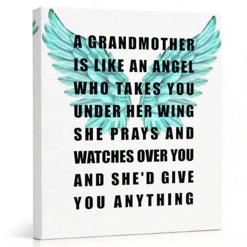 RTVJTERQ Grandma Canvas Wall Art, Grandmother Is Like An Angel Teal Wings Inspirational Print, Sentimental Gift for Grandma, Ready to Hang 8x10 Inches - color: Quote 23