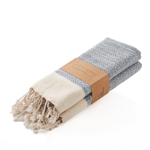BAY LAUREL Turkish Hand Towel – Pack of 2 | Soft & Absorbent Decorative Towels for Bathroom, Hand, Face, Hair, Gym, Yoga, SPA, Kitchen & Tea | Boho Decor (Light Blue, Diamond 16x40 Inches (Set of 2) - color: Light Blue, size: Diamond 16x40 Inches (Set of