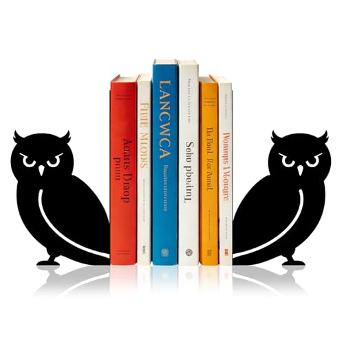 Sanwarm Bookends, 2 Pcs Metal, for Home Office Desk Shelves Owl Minimalist | Decorative Book Ends Non-Skid Book Stoppers Holder 1 Pair Gifts for Reading Enthusiasts Library Decor - color: Owl