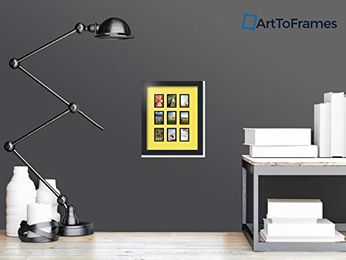 ArtToFrames Collage Photo Frame Double Mat with 9-2x3 Openings with Satin Black Frame and Canary mat. - color: Canary, size: 9 - 2x3