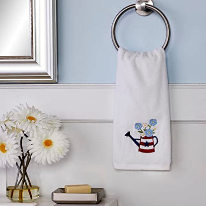 SKL Home Patriotic 4th of July Americana Water Can Hand Towel Set, White, Small, 2 Count - color: Americana Watering Can