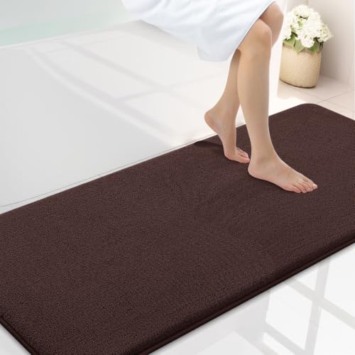 Smiry Memory Foam Bath Mat 59x24, Extra Soft Absorbent Bathroom Rugs | Brown Quick Dry, Machine Washable Bath Mats for Bathroom, Shower, Tub and Home Decor Accessories - color: Brown, size: 59'' X 24''