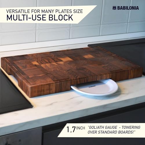 XXL American Black Walnut Wood Cutting Board, End Grain Butcher Block | Black Walnut Grown in USA - 25" x 15" (ExtraThick 1.7") Heavy Duty Hardwood Non Toxic Wooden Chopping Boards (Oil Included) - color: Black Walnut, size: 24"L x 15"W
