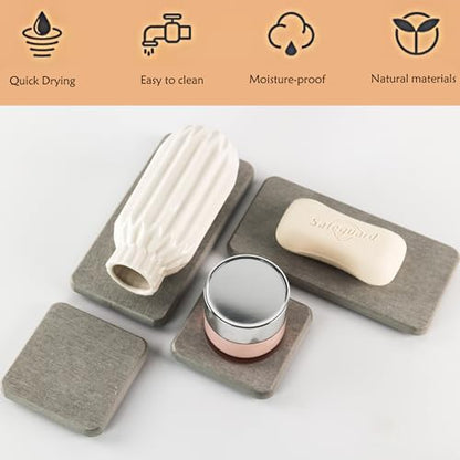 NiuYichee Set of 4 Dish Soap Stone Tray Water Absorbing Fast Dry Sink Tray, Small Water Absorbent Diatomite Coasters Used For Hand Soap/sponge/Cup/Toiletries In kitchen/Bathroom Sink Countertop - color: Set of 4 Grey