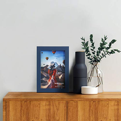 ELSKER&HOME 4x6 Picture Frame Navy Blue Glass 6Pack | Sturdy Wood Composite Photo Frame - Semi-tempered Glass - Includes Hanging Hardware and Desktop Easel - color: Blue 6P, size: 4x6