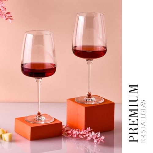 Krosno Red Wine Glasses Set of 4, 20.3 oz, Modern Collection | Large White Wine Glasses, Rosé, Cocktails, Aperol, Water, Lead-Free Crystal, Dishwasher Safe, Idea Reaglo - size: 25.4 fl oz (Set of 4)