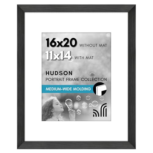 Americanflat 16x20 Poster Frame - Matted to 11x14 - Black | Engineered Wood construction, Polished plexiglass front, hangs vertical or horizontal, sawtooth hangers included - color: Black, size: 16x20 with 11x14 Mat