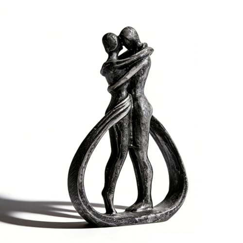 Modern Abstract Couple Statue, Kissing Lovers Sculpture Figurine for Home Decor Living Room Bedroom Bookshelf Office, Gift for Wedding Anniversaries, Love Decor Ornament for Valentines - Style C - style: Style C
