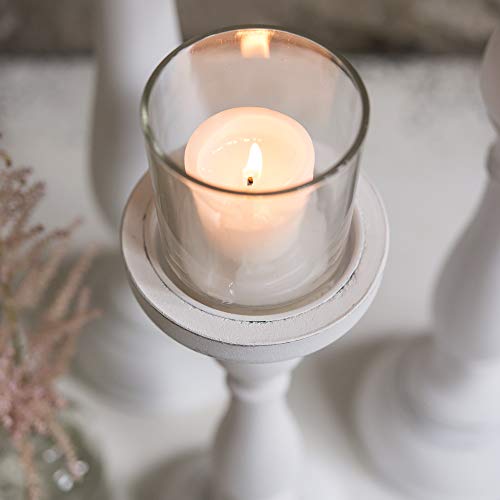 Shabby Chic Spindle Candle Holder Set White