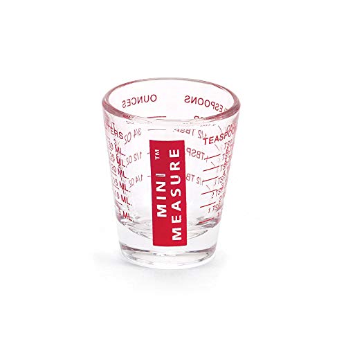 Kolder Mini Measure Heavy Glass, 20-Incremental Measurements Multi-Purpose Liquid and Dry Measuring Shot Glass, Red - color: Red, size: Single