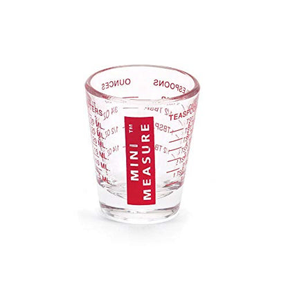 Kolder Mini Measure Heavy Glass, 20-Incremental Measurements Multi-Purpose Liquid and Dry Measuring Shot Glass, Red - color: Red, size: Single