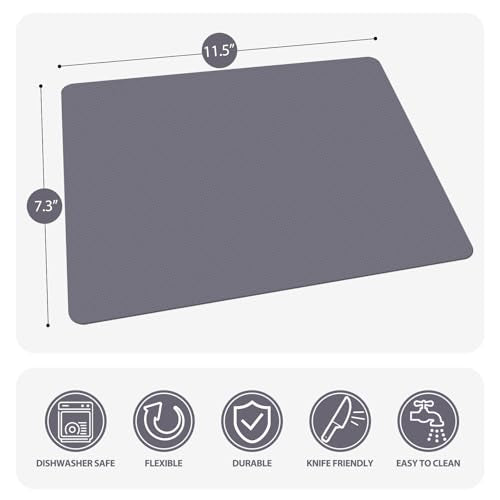 WK Small Flexible Plastic Cutting Boards for Kitchen Set of 3, Non Slip Cutting Mats for Meat, Mini Cutting Board Mats, BPA Free, Dishwasher Safe, 7.3x11.5" - color: Multi Grey - Small - 3