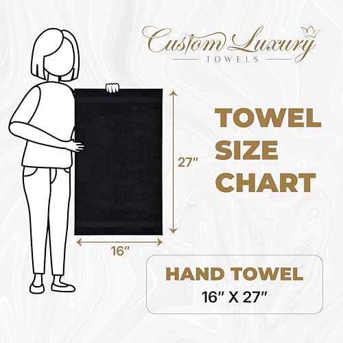 Black Hand Towels for Bathroom with Monogram | Luxury Cotton Turkish Towels | Embroidered in USA | Set of 2 | Choose Set Color and Letter | A - Z | Modern Font - color: Black