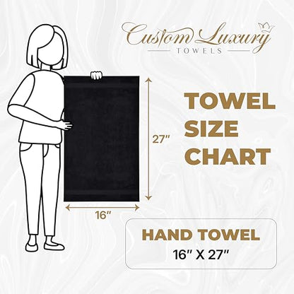 Black Hand Towels for Bathroom with Monogram | Luxury Cotton Turkish Towels | Embroidered in USA | Set of 2 | Choose Set Color and Letter | A - Z | Modern Font - color: Black