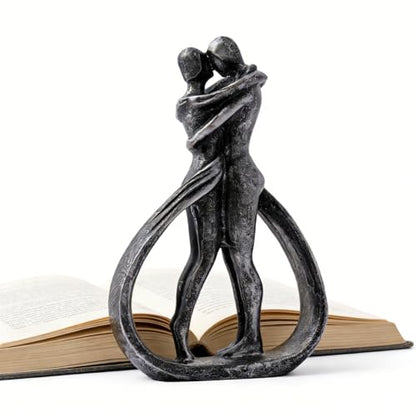 Modern Abstract Couple Statue, Kissing Lovers Sculpture Figurine for Home Decor Living Room Bedroom Bookshelf Office, Gift for Wedding Anniversaries, Love Decor Ornament for Valentines - Style C - style: Style C