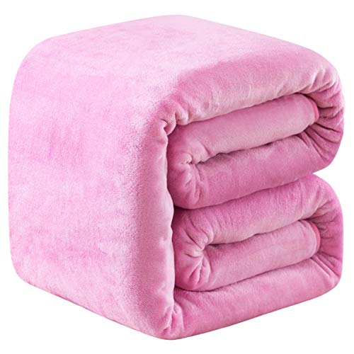 Fleece Twin Size Summer Blanket All Season 350GSM Lightweight Throw for The Bed Extra Soft Brush Fabric Winter Warm Sofa Blanket 66" x 90"(Pink Twin) - color: Pink, size: Twin (90-Inch-by-66-Inch)