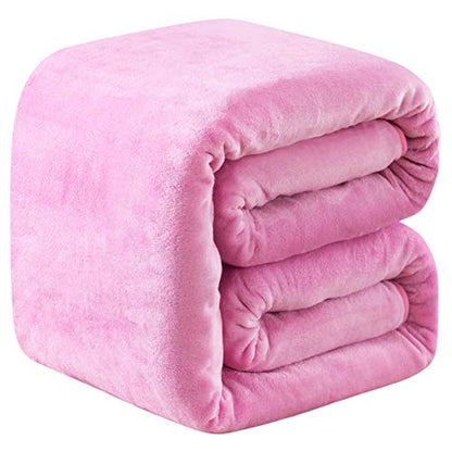Fleece Twin Size Summer Blanket All Season 350GSM Lightweight Throw for The Bed Extra Soft Brush Fabric Winter Warm Sofa Blanket 66" x 90"(Pink Twin) - color: Pink, size: Twin (90-Inch-by-66-Inch)