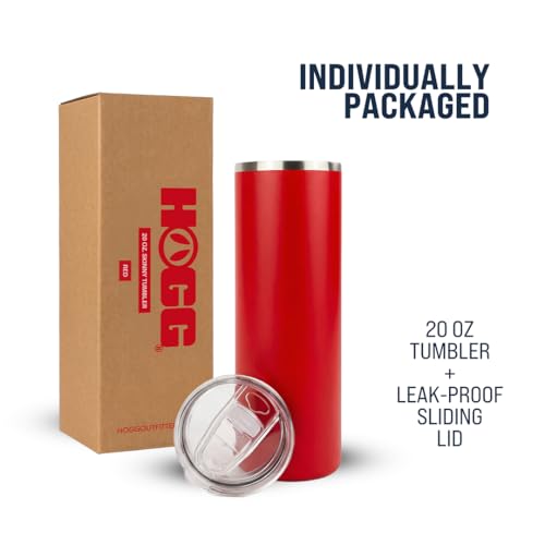 Hogg 20 oz Skinny - Red, Powder Coated Tumblers for Laser Engraving, Engravable Tumblers Bulk, Stainless Steel Cups Bulk, Insulated Cups with Lids - color: Red