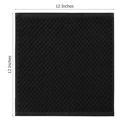 COTTON CRAFT Euro Spa Waffle Wash Cloth - Set of 12 Black Washcloth | Luxury Face Towel Set - 100% Cotton - Soft Plush Absorbent Low Lint Quick Dry - Gym Shower Beach Bath Kitchen - 12x12 inches - color: Black, size: 12 Pack Wash Cloths