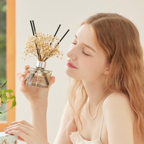 COCODOR Preserved Real Flower Reed Diffuser/Clean Linen / 6.7oz(200ml) / 2 Pack/Reed Diffuser Set, Oil Diffuser & Reed Diffuser Sticks, Home Decor & Office Decor, Fragrance and Gifts - size: Real Flower/6.7Ounce/2Pack