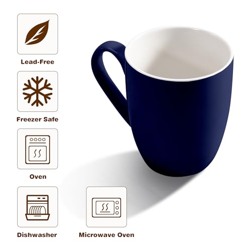 Urbanstrive 16 oz Large Coffee Mug with Handle Tea Cup Novelty Coffee Cup for Men Women Office Work, Dark Blue - color: Dark Blue