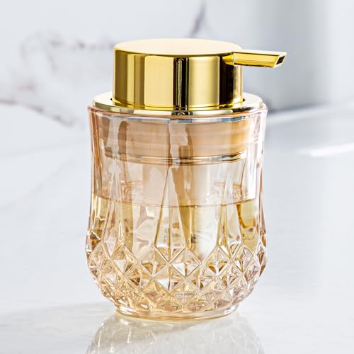 Enra Glass Foaming Soap Dispenser, Gold Foam Hand Soap Dispenser Bathroom | Refillable Foaming Hand Soap Dispenser. Gold Finish Adds Style to Sinks, Countertops,Kitchens and Bathroom Vanity Decor. - color: Gold-foam